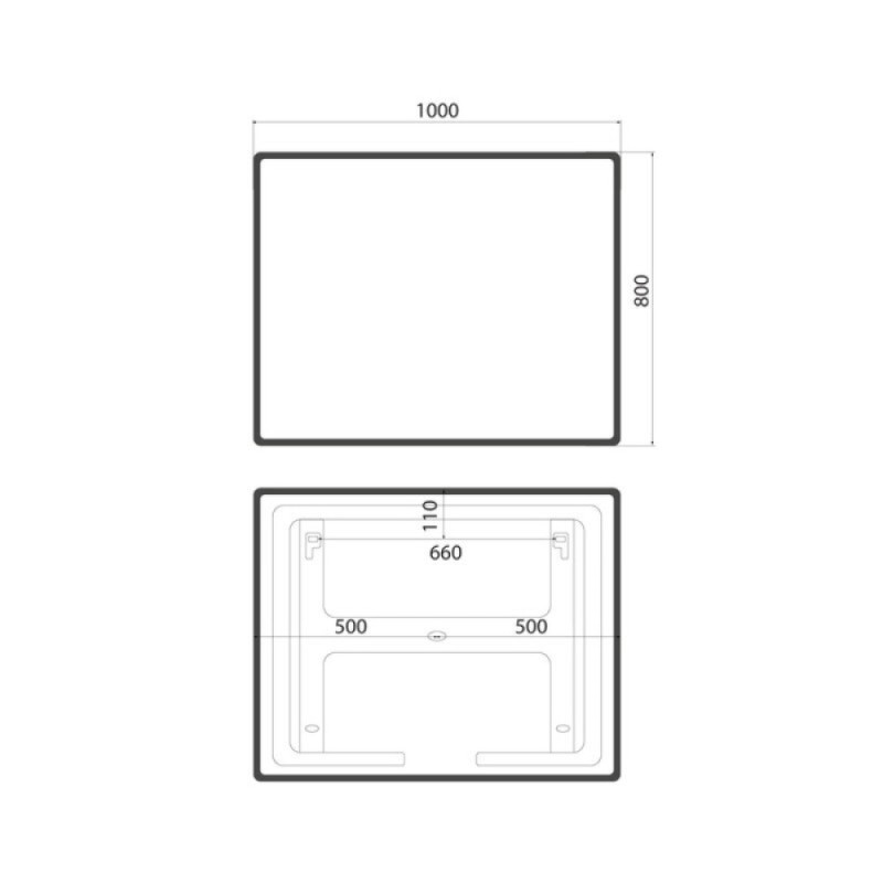Зеркало Iddis Cloud CLX1000i98, 100 см, с подсветкой, сенсорным выключателем, черная окантовка