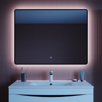 Зеркало Iddis Cloud CLX1000i98, 100 см, с подсветкой, сенсорным выключателем, черная окантовка