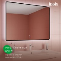 Зеркало Iddis Cloud CLX10T0i98, 100 см, LED-подсветка, сенсорный выключатель, черная окантовка