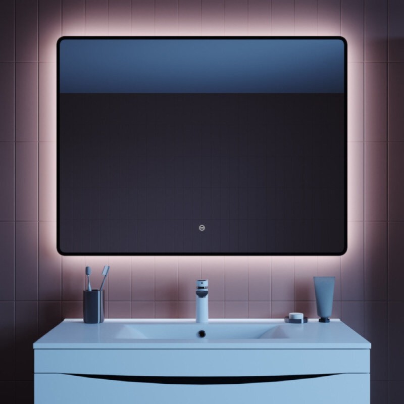 Зеркало Iddis Cloud CLX10T0i98, 100 см, LED-подсветка, сенсорный выключатель, черная окантовка