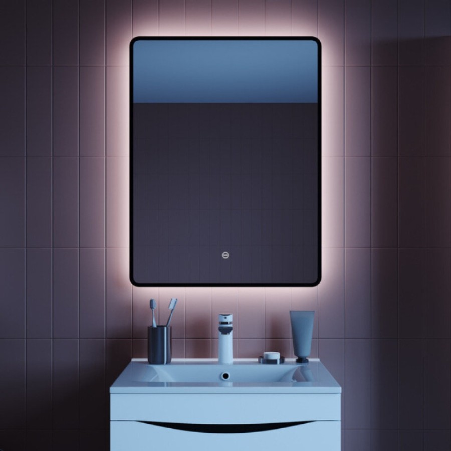 Зеркало Iddis Cloud CLX6000i98, 60 см, LED-подсветка, сенсорный выключатель, черная окантовка