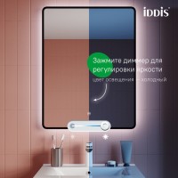 Зеркало Iddis Cloud CLX6000i98, 60 см, LED-подсветка, сенсорный выключатель, черная окантовка