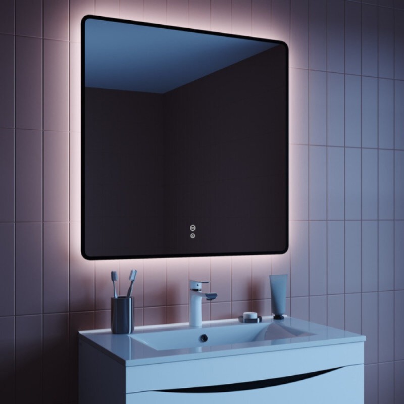 Зеркало Iddis Cloud CLX80T0i98, 80 см, LED-подсветка, сенсорный выключатель, с обогревом, черная окантовка