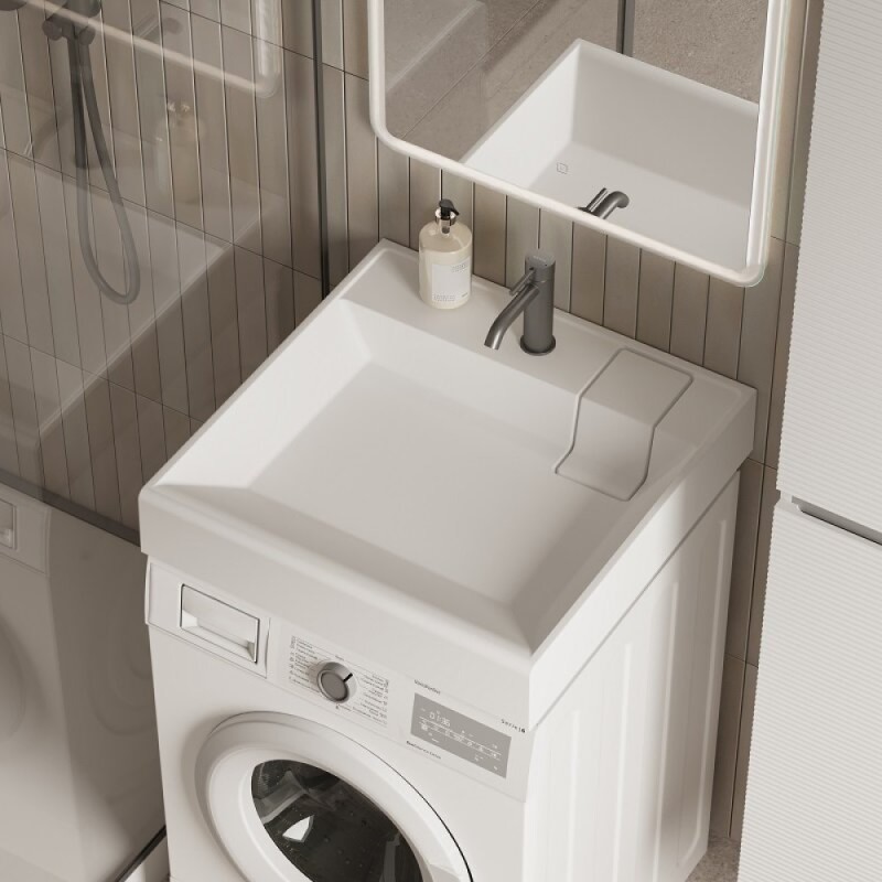 Раковина на стиральную машину Ceramicanova Quattro CN0101, 60 см, искусственный камень, белая