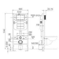 Инсталляция для унитаза Ceramicanova Envision CN1001CH/Round, с кнопкой и креплениями, цвет хром