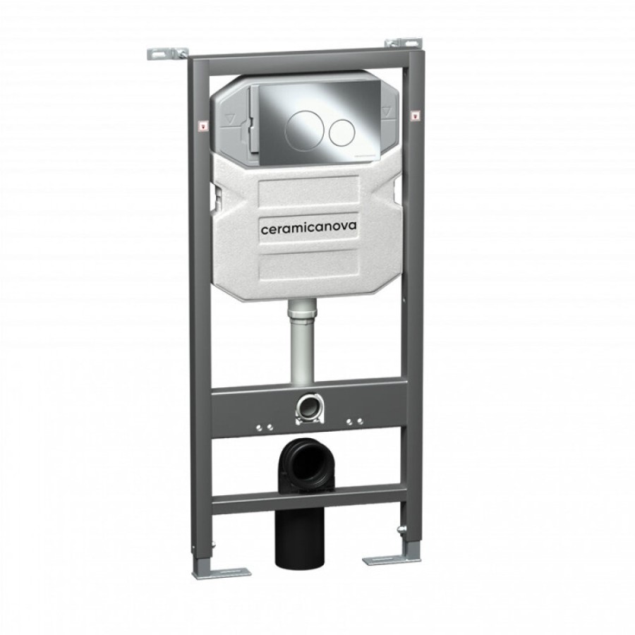 Инсталляция для унитаза Ceramicanova Envision CN1001CH/Round, с кнопкой и креплениями, цвет хром