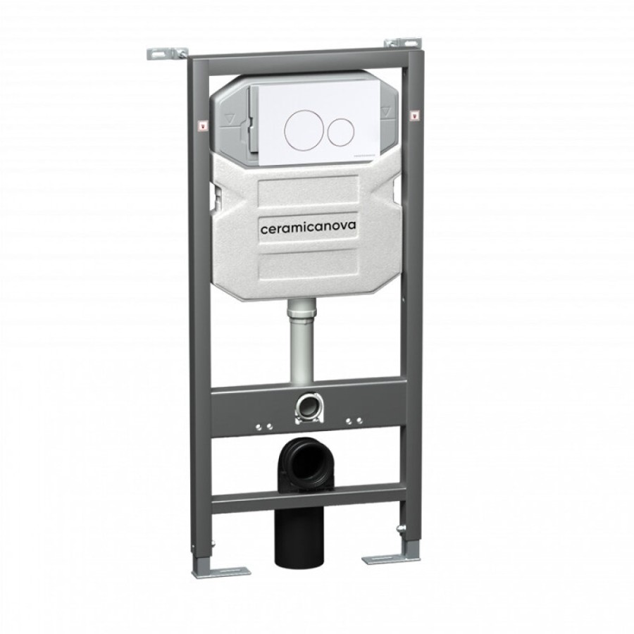 Инсталляция для унитаза Ceramicanova Envision CN1001W/Round, с кнопкой и креплениями, цвет белый