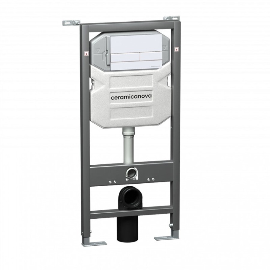 Инсталляция для унитаза Ceramicanova Envision CN1002W/Flat, с кнопкой и креплениями, цвет белый