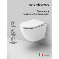 Подвесной унитаз Ceramicanova Uno CN11001, безободковый, сиденье c микролифтом, цвет белый, сантехфарфор