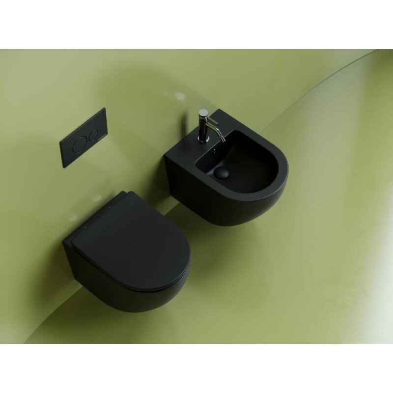 Подвесной унитаз Ceramicanova Uno CN11001MB, безободковый, сиденье c микролифтом, цвет черный матовый, сантехфарфор
