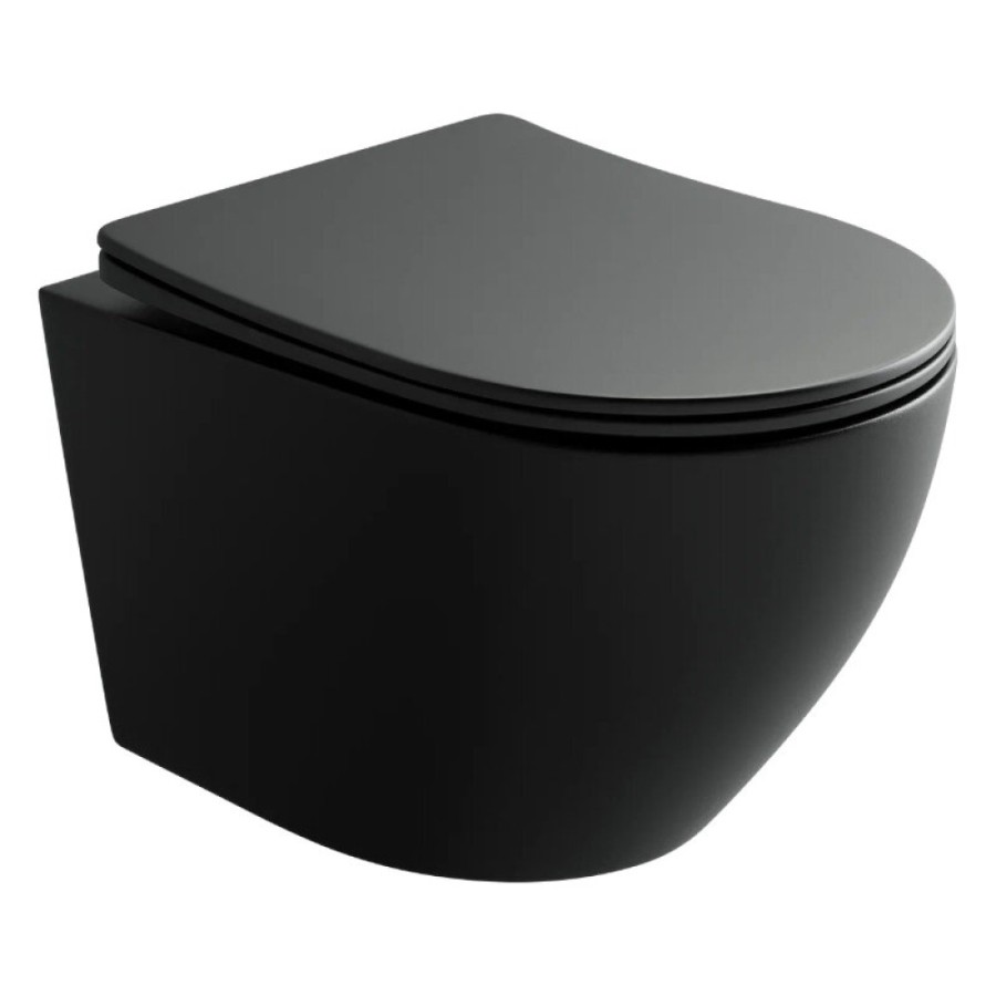 Подвесной унитаз Ceramicanova Uno CN11001MB, безободковый, сиденье c микролифтом, цвет черный матовый, сантехфарфор