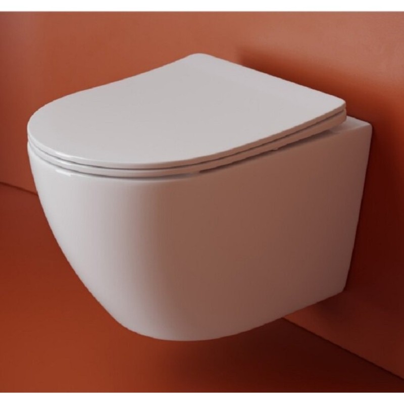 Подвесной унитаз Ceramicanova Uno CN11001T, безободковый, смыв Торнадо, сиденье микролифт, белый, сантехфарфор
