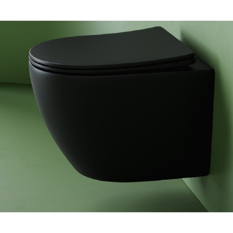 Подвесной унитаз Ceramicanova Uno CN11001TMB, безободковый, смыв Торнадо, сиденье микролифт, черный матовый, сантехфарфор