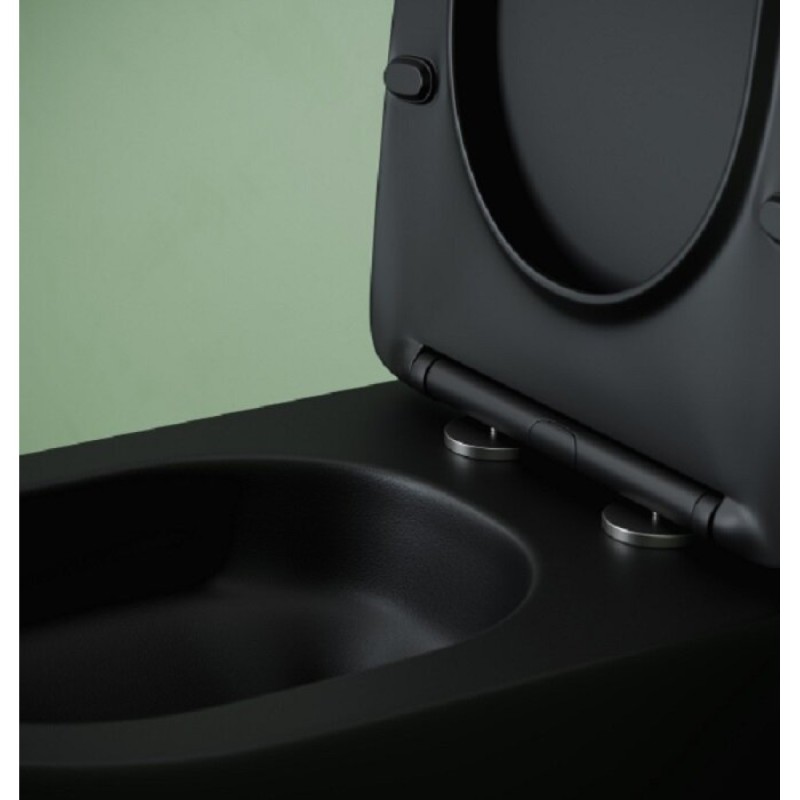 Подвесной унитаз Ceramicanova Uno CN11001TMB, безободковый, смыв Торнадо, сиденье микролифт, черный матовый, сантехфарфор