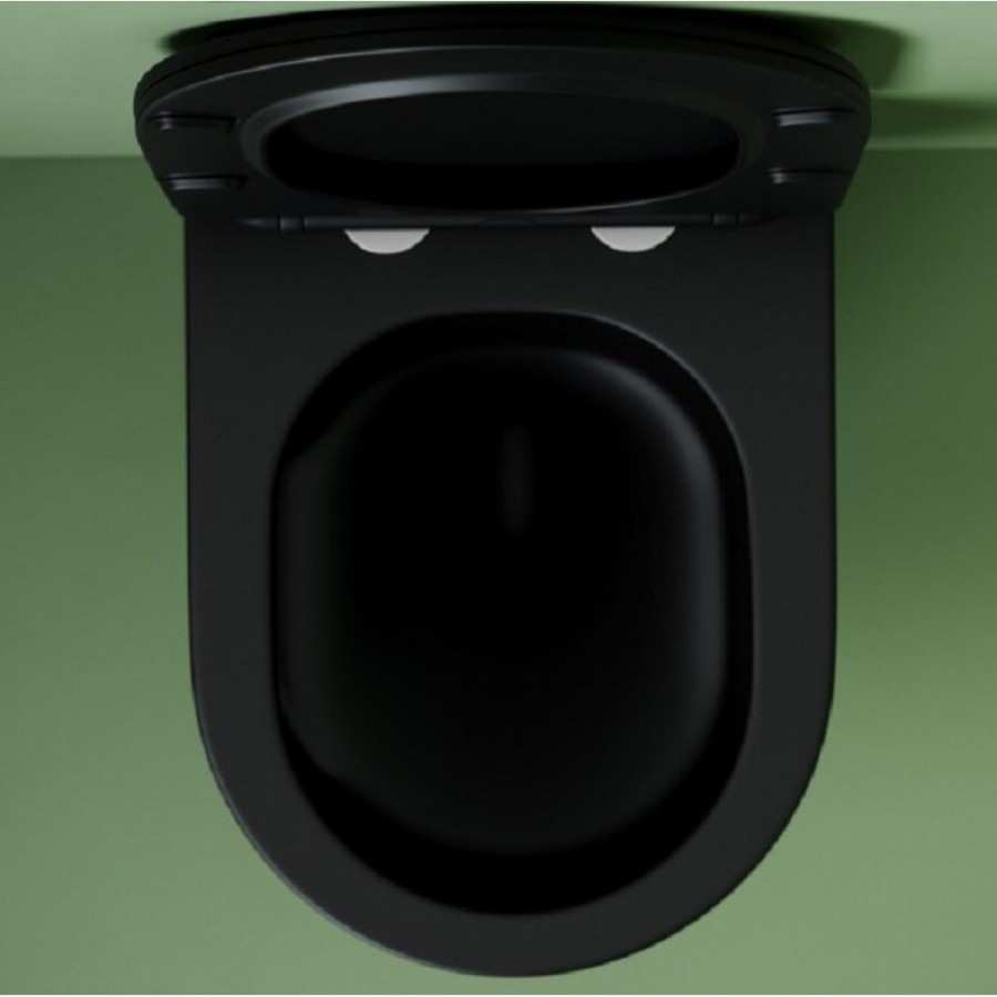 Подвесной унитаз Ceramicanova Uno CN11001TMB, безободковый, смыв Торнадо, сиденье микролифт, черный матовый, сантехфарфор