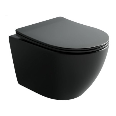 Подвесной унитаз Ceramicanova Uno CN11001TMB, безободковый, смыв Торнадо, сиденье микролифт, черный матовый, сантехфарфор