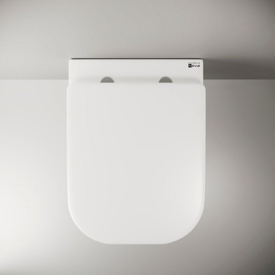 Подвесной унитаз Ceramicanova Enjoy CN1104-B, безободковый, крышка микролифт, белый