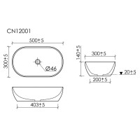 Раковина Ceramicanova Twist CN12001MB, 50 см, сантехфарфор, накладная, черный матовый