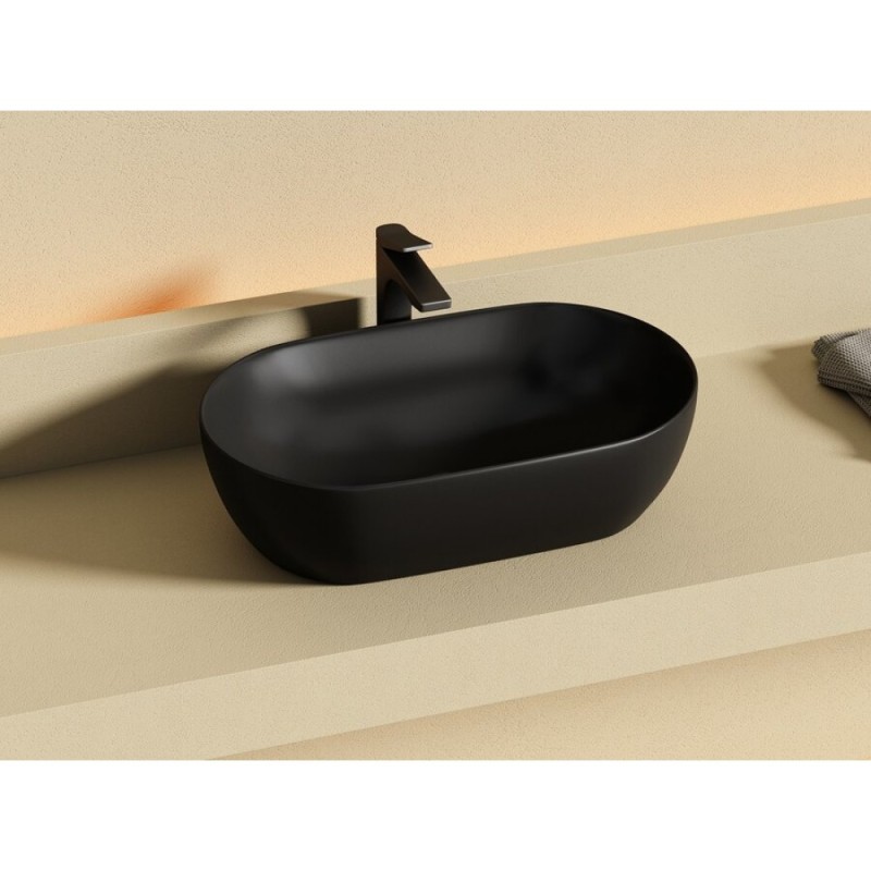 Раковина Ceramicanova Twist CN12001MB, 50 см, сантехфарфор, накладная, черный матовый
