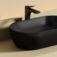 Раковина Ceramicanova Twist CN12001MB, 50 см, сантехфарфор, накладная, черный матовый