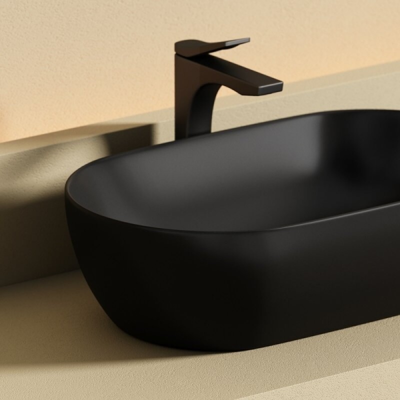 Раковина Ceramicanova Twist CN12001MB, 50 см, сантехфарфор, накладная, черный матовый