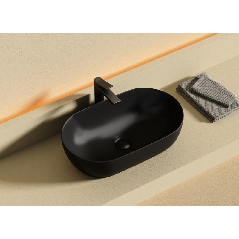 Раковина Ceramicanova Twist CN12001MB, 50 см, сантехфарфор, накладная, черный матовый