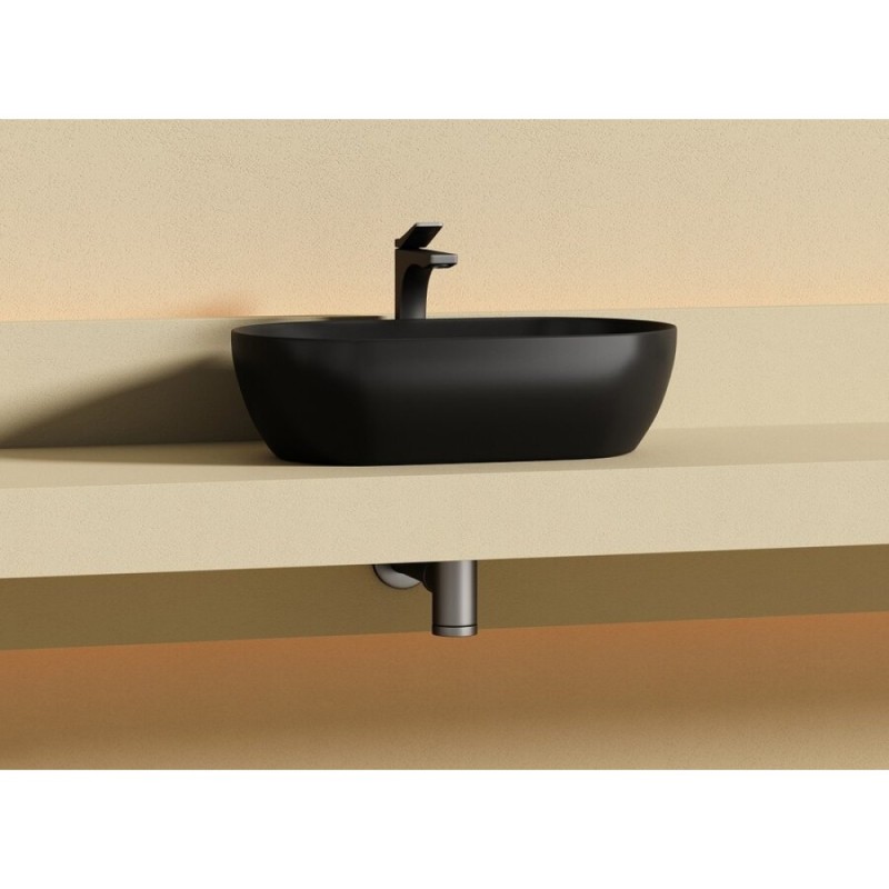 Раковина Ceramicanova Twist CN12001MB, 50 см, сантехфарфор, накладная, черный матовый