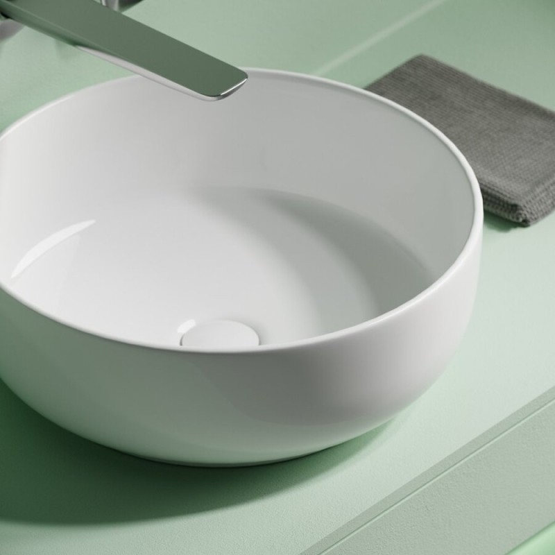 Раковина Ceramicanova Taycan CN12003, 37.5 см, сантехфарфор, накладная, белый