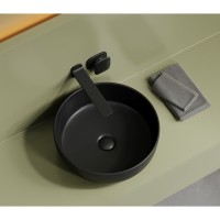 Раковина Ceramicanova Taycan CN12003MB, 37.5 см, сантехфарфор, накладная, черный матовый