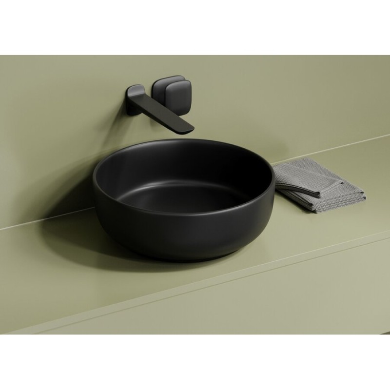 Раковина Ceramicanova Taycan CN12003MB, 37.5 см, сантехфарфор, накладная, черный матовый