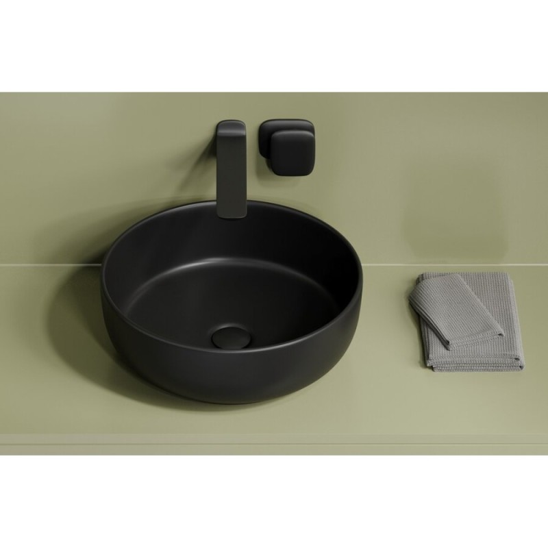 Раковина Ceramicanova Taycan CN12003MB, 37.5 см, сантехфарфор, накладная, черный матовый