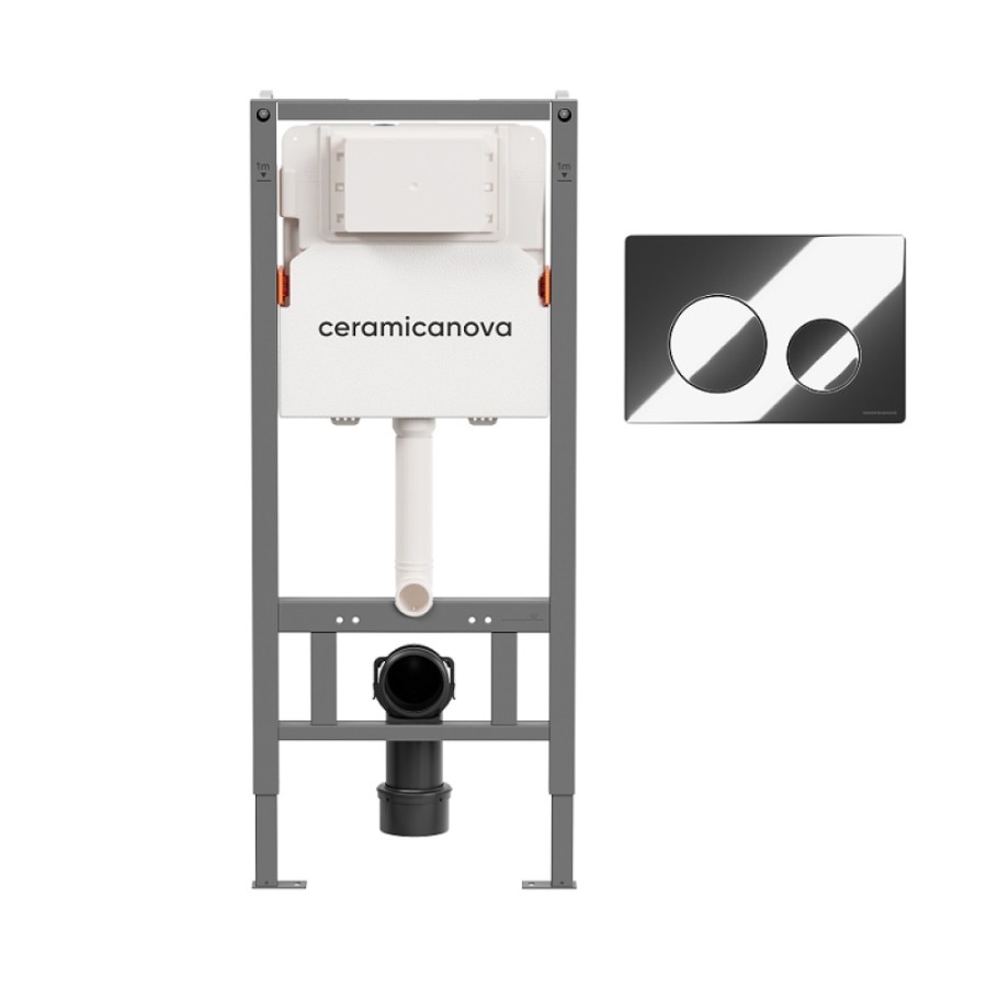 Инсталляция для унитаза Ceramicanova Balance CN121001CH, клавиша Circle хром