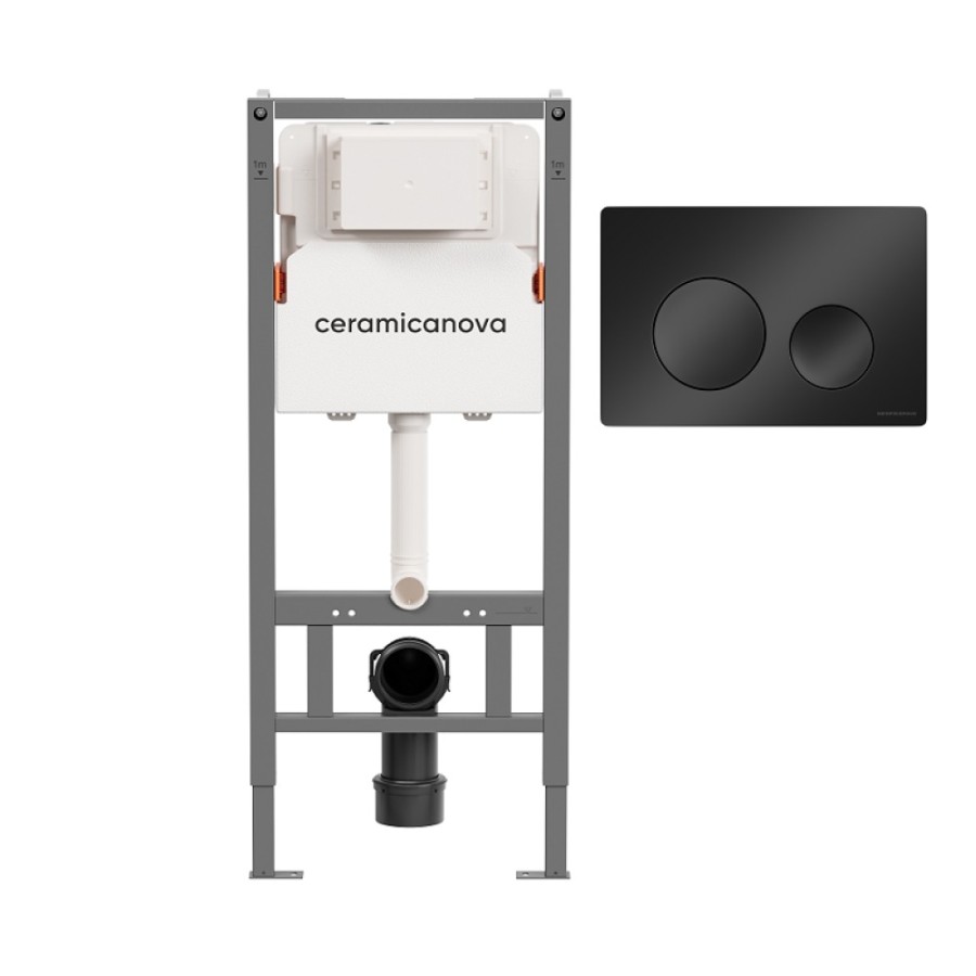 Инсталляция для унитаза Ceramicanova Balance CN121001MB, клавиша Circle черный матовый