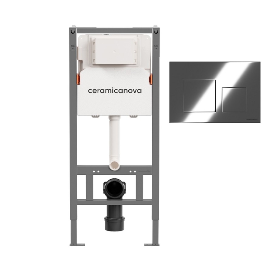 Инсталляция для унитаза Ceramicanova Balance CN121002CH, клавиша Circle хром