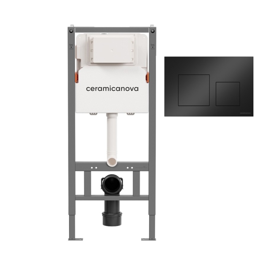 Инсталляция для унитаза Ceramicanova Balance CN121002MB, клавиша Circle черный матовый