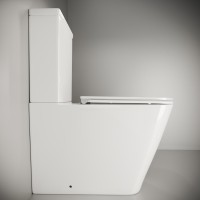 Напольный унитаз Ceramicanova Cubic Rimless CN1803, безободковый, с бачком, сиденье Soft Close, сантехфарфор, белый