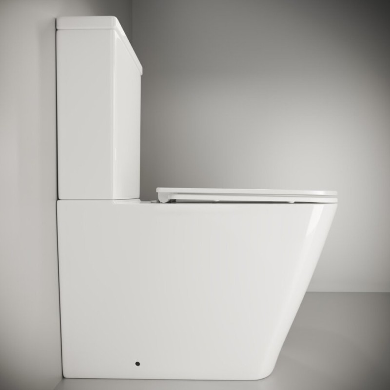 Напольный унитаз Ceramicanova Cubic Rimless CN1803, безободковый, с бачком, сиденье Soft Close, сантехфарфор, белый