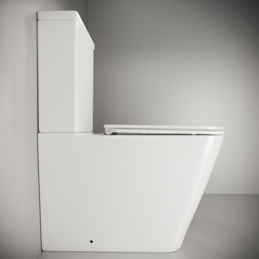 Напольный унитаз Ceramicanova Cubic Rimless CN1803, безободковый, с бачком, сиденье Soft Close, сантехфарфор, белый