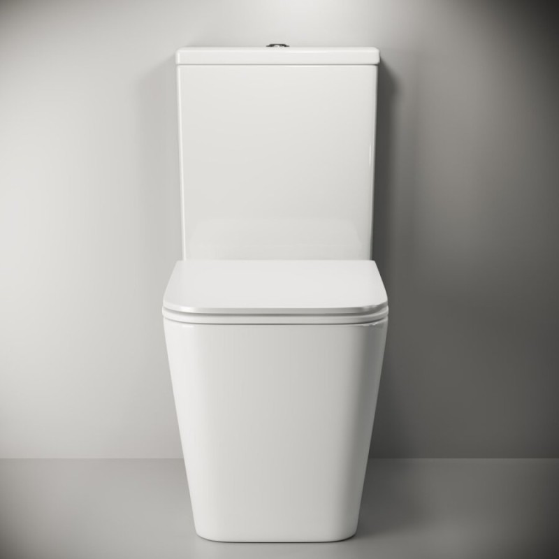 Напольный унитаз Ceramicanova Cubic Rimless CN1803, безободковый, с бачком, сиденье Soft Close, сантехфарфор, белый