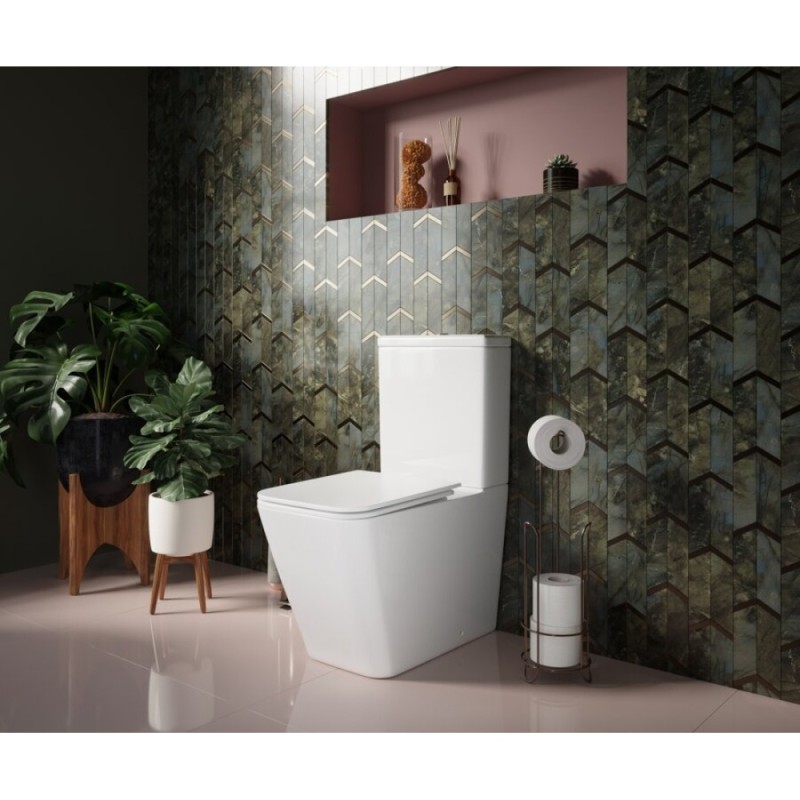 Напольный унитаз Ceramicanova Cubic Rimless CN1803, безободковый, с бачком, сиденье Soft Close, сантехфарфор, белый