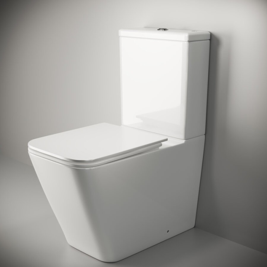 Напольный унитаз Ceramicanova Cubic Rimless CN1803, безободковый, с бачком, сиденье Soft Close, сантехфарфор, белый