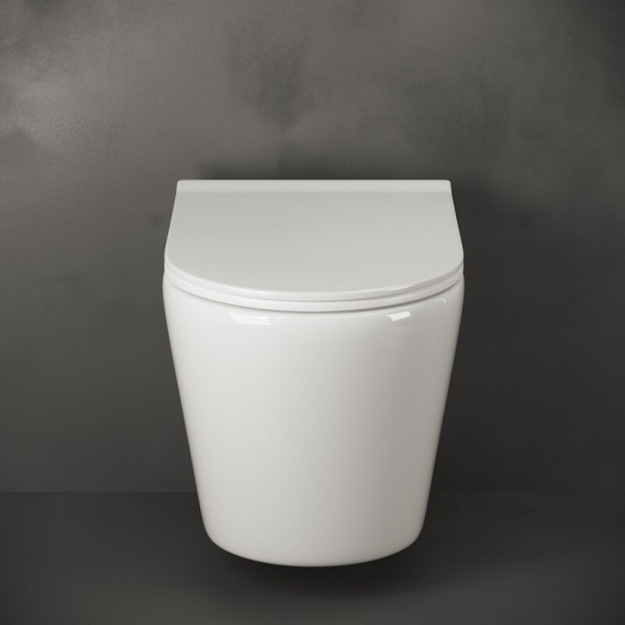 Подвесной унитаз Ceramicanova HighLight Rimless CN1804 с ультра-тонким сиденьем SoftClose, безободковый, сантехфарфор