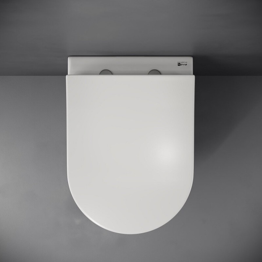 Подвесной унитаз Ceramicanova Mia Rimless с ультра-тонким сиденьем с микролифтом, безободковый, сантехфарфор, CN1805
