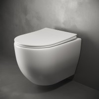 Подвесной унитаз Ceramicanova Mia Rimless с ультра-тонким сиденьем с микролифтом, безободковый, сантехфарфор, CN1805