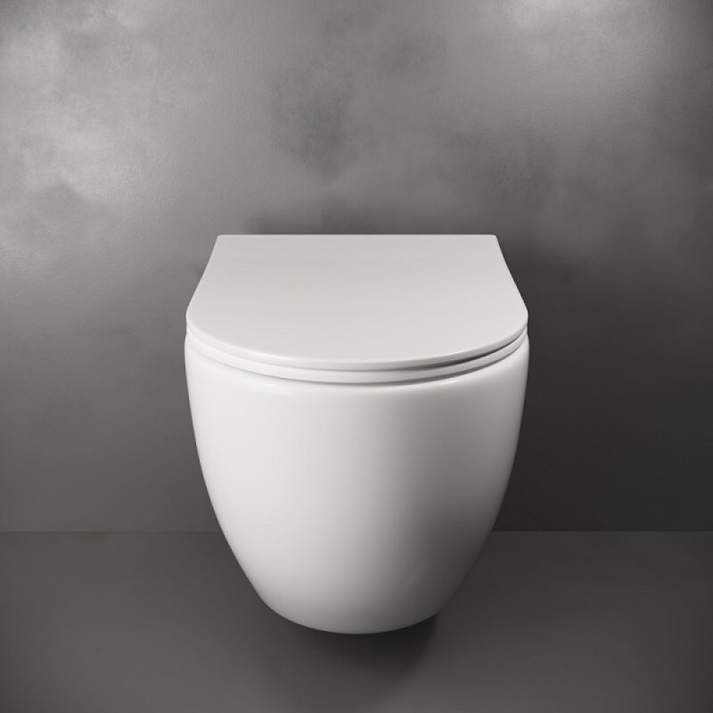Подвесной унитаз Ceramicanova Mia Rimless с ультра-тонким сиденьем с микролифтом, безободковый, сантехфарфор, CN1805