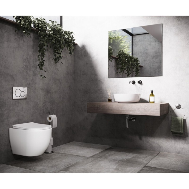 Подвесной унитаз Ceramicanova Mia Rimless с ультра-тонким сиденьем с микролифтом, безободковый, сантехфарфор, CN1805