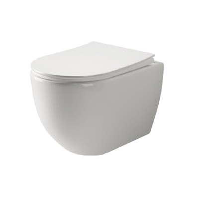 Подвесной унитаз Ceramicanova Mia Rimless с ультра-тонким сиденьем с микролифтом, безободковый, сантехфарфор, CN1805
