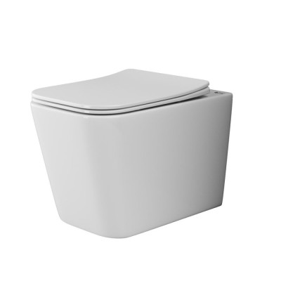 Подвесной безободковый унитаз Ceramicanova Cubic CN1806 Rimless, крышка микролифт, сантехфарфор
