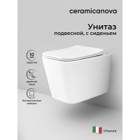 Подвесной безободковый унитаз Ceramicanova Cubic CN1806 Rimless, крышка микролифт, сантехфарфор