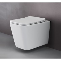 Подвесной безободковый унитаз Ceramicanova Cubic CN1806 Rimless, крышка микролифт, сантехфарфор
